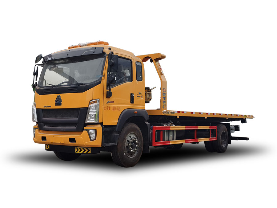 國(guó)六重汽豪沃8噸平板一拖二清障車(chē)